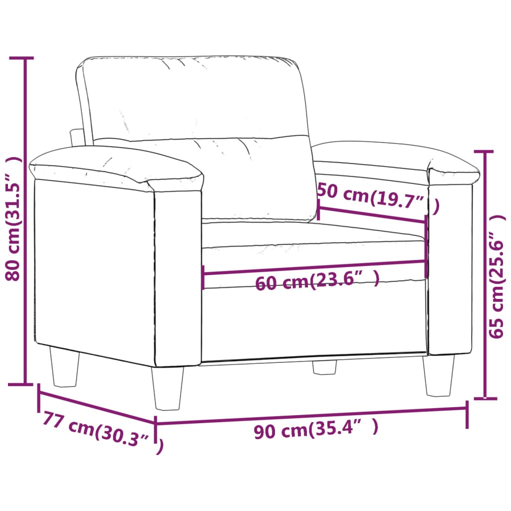 Fotoliu canapea, crem, 60 cm, textil microfibră