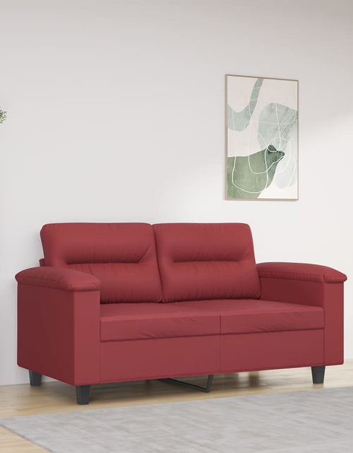 Încărcați imaginea în vizualizatorul Galerie, Canapea cu 2 locuri, roșu vin, 120 cm, material textil
