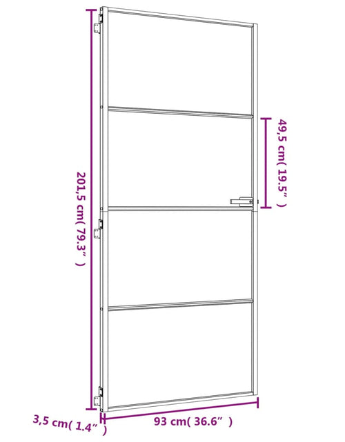 Încărcați imaginea în vizualizatorul Galerie, Ușă interioară Slim auriu 93x201,5cm sticlă securizată/aluminiu
