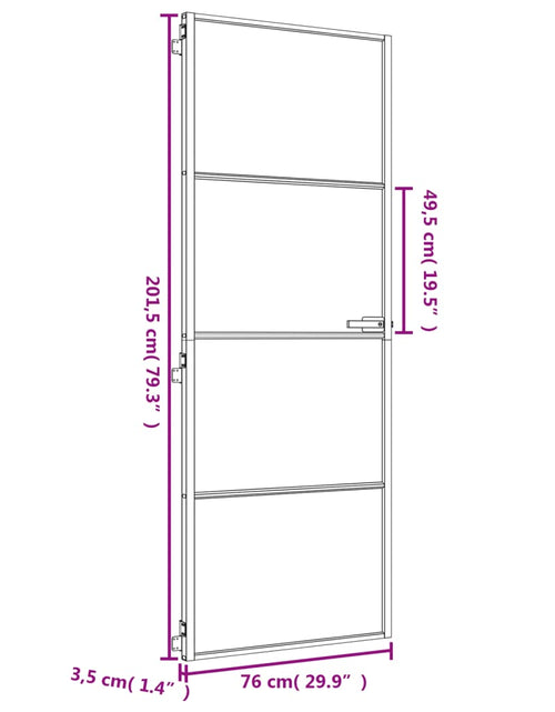 Încărcați imaginea în vizualizatorul Galerie, Ușă interior Slim auriu 76x201,5 cm sticlă securizată/aluminiu
