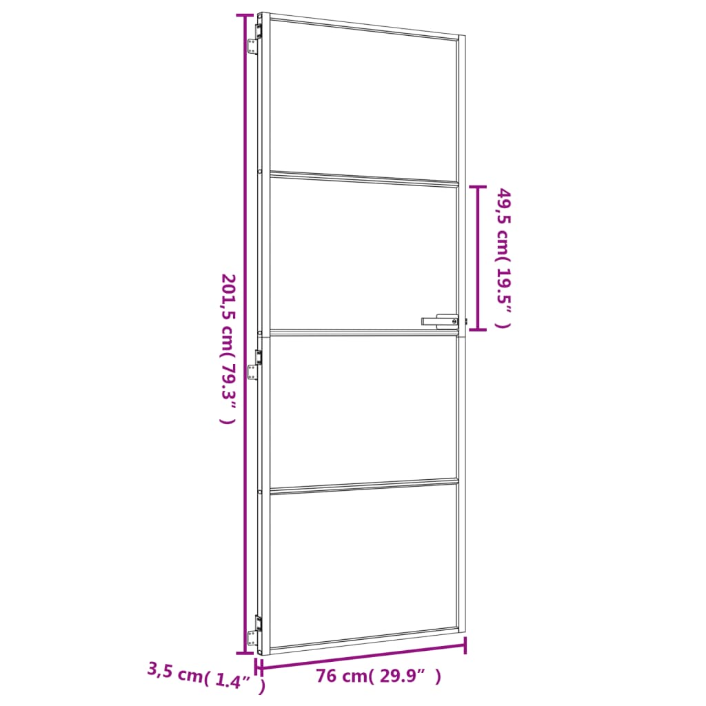 Ușă interior Slim auriu 76x201,5 cm sticlă securizată/aluminiu