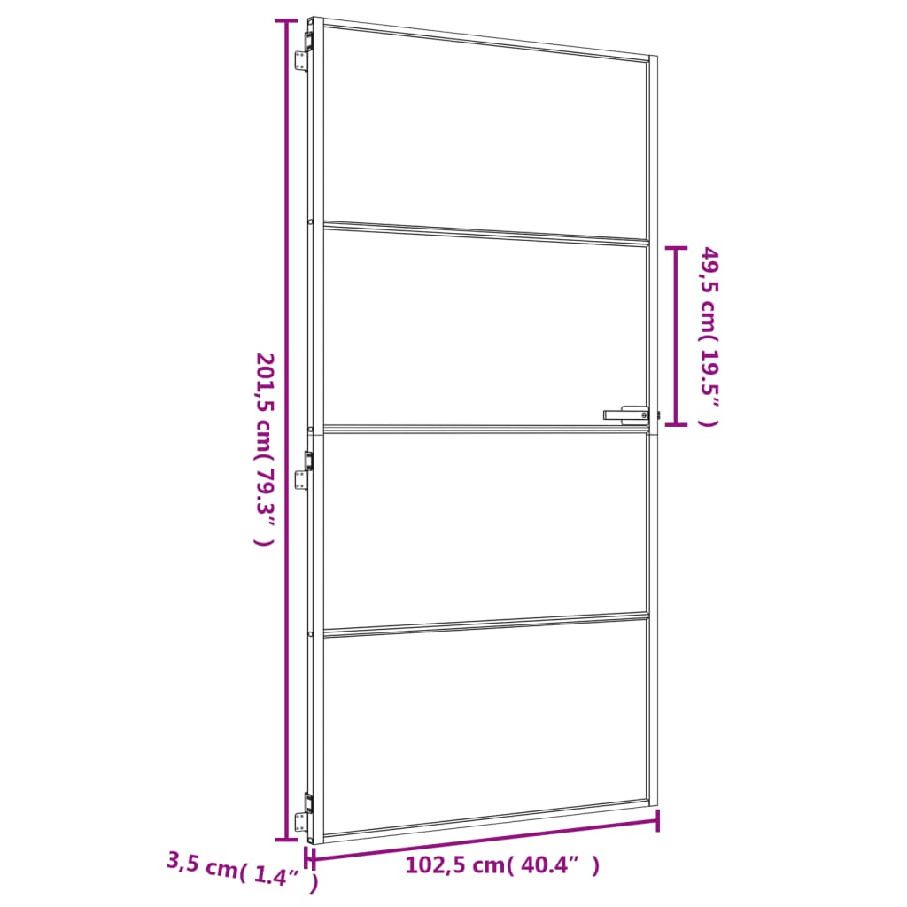 Ușă interior Slim auriu 102,5x201,5cm sticlă temperată/aluminiu