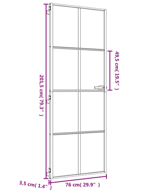 Încărcați imaginea în vizualizatorul Galerie, Ușă interior Slim auriu 76x201,5 cm sticlă securizată/aluminiu
