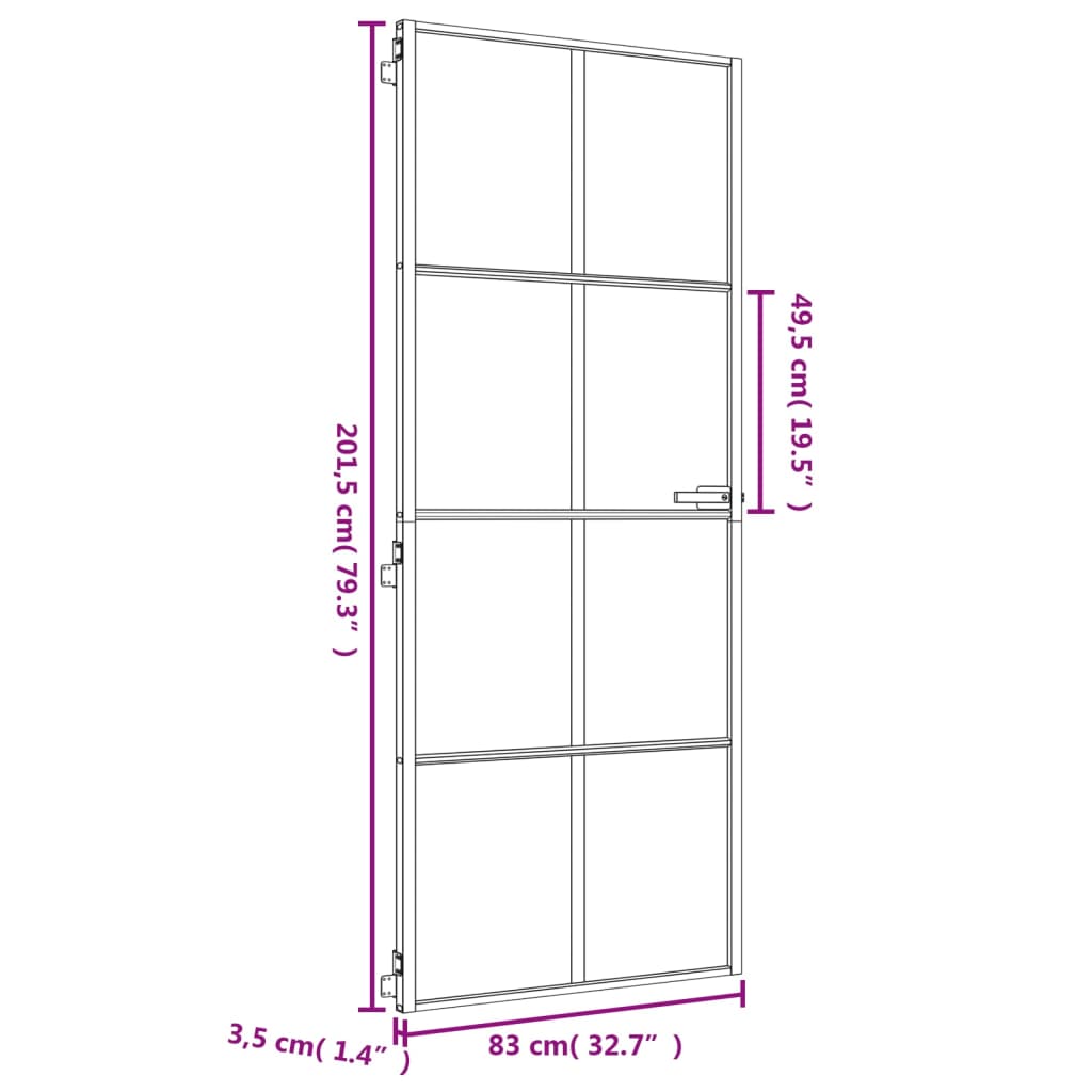 Ușă de interior Slim auriu 83x201,5cm sticlă temperată/aluminiu