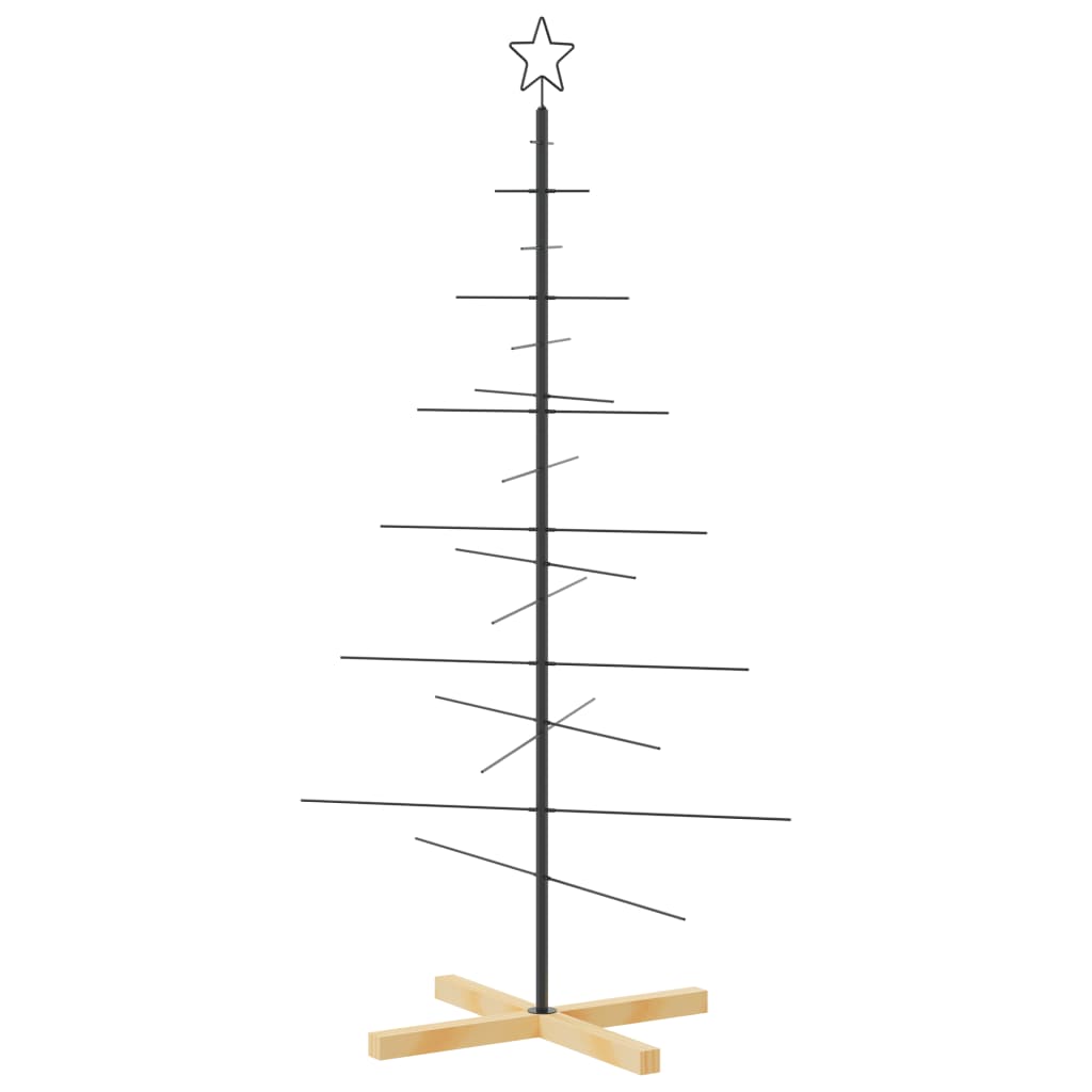Brad de Crăciun din metal cu bază din lemn, negru, 150 cm - Lando