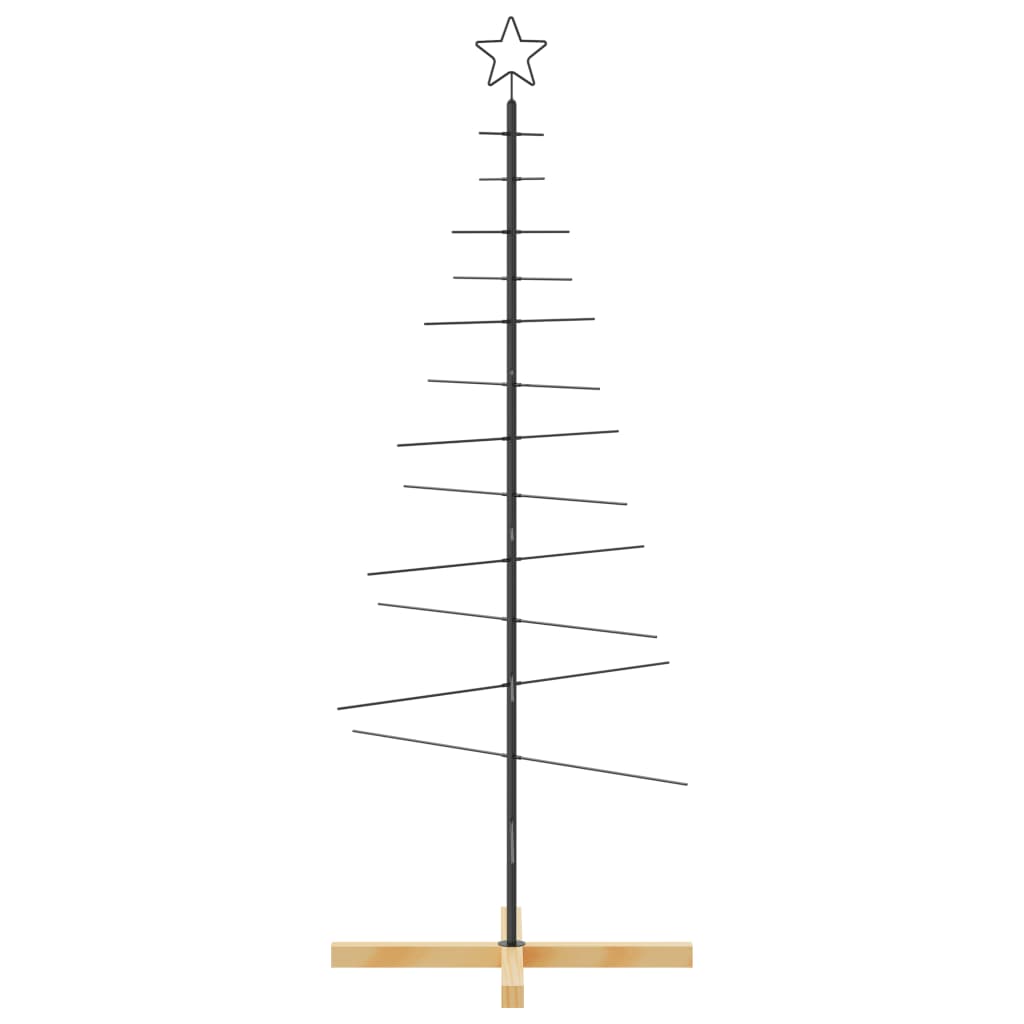Brad de Crăciun din metal cu bază din lemn, negru, 150 cm - Lando