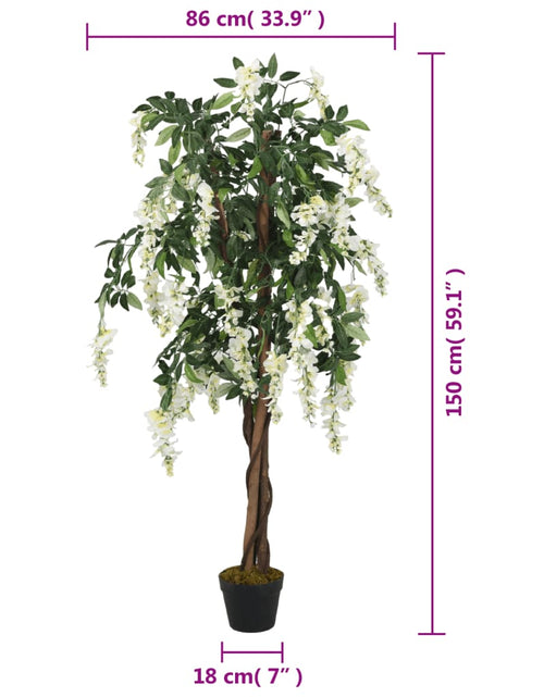 Загрузите изображение в средство просмотра галереи, Arbore artificial wisteria 840 frunze 150 cm verde și alb
