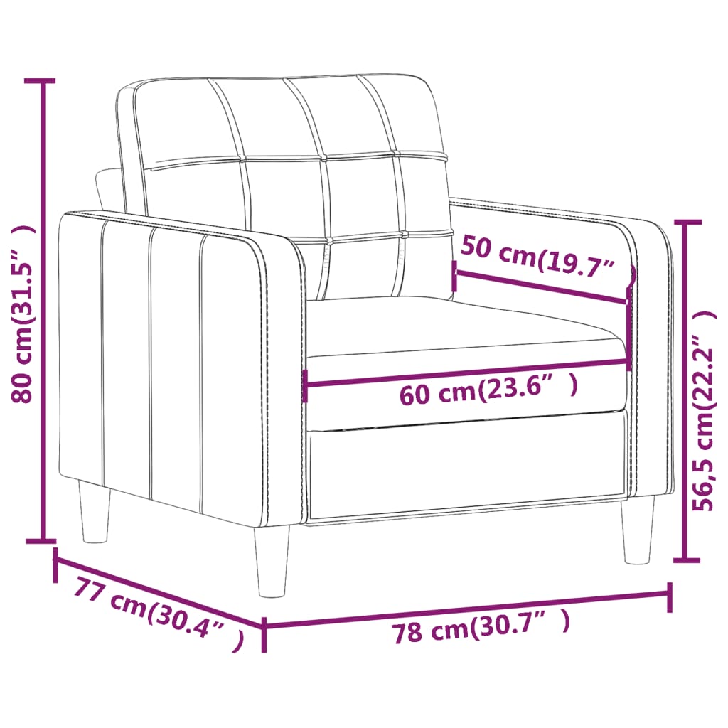 Fotoliu canapea, gri închis, 60 cm, material textil - Lando