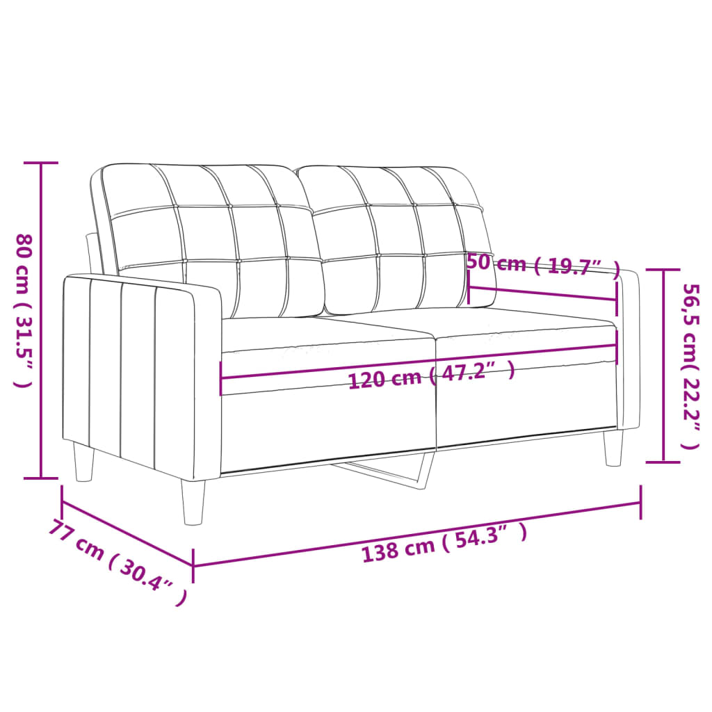 Canapea cu 2 locuri, roșu vin, 120 cm, material textil