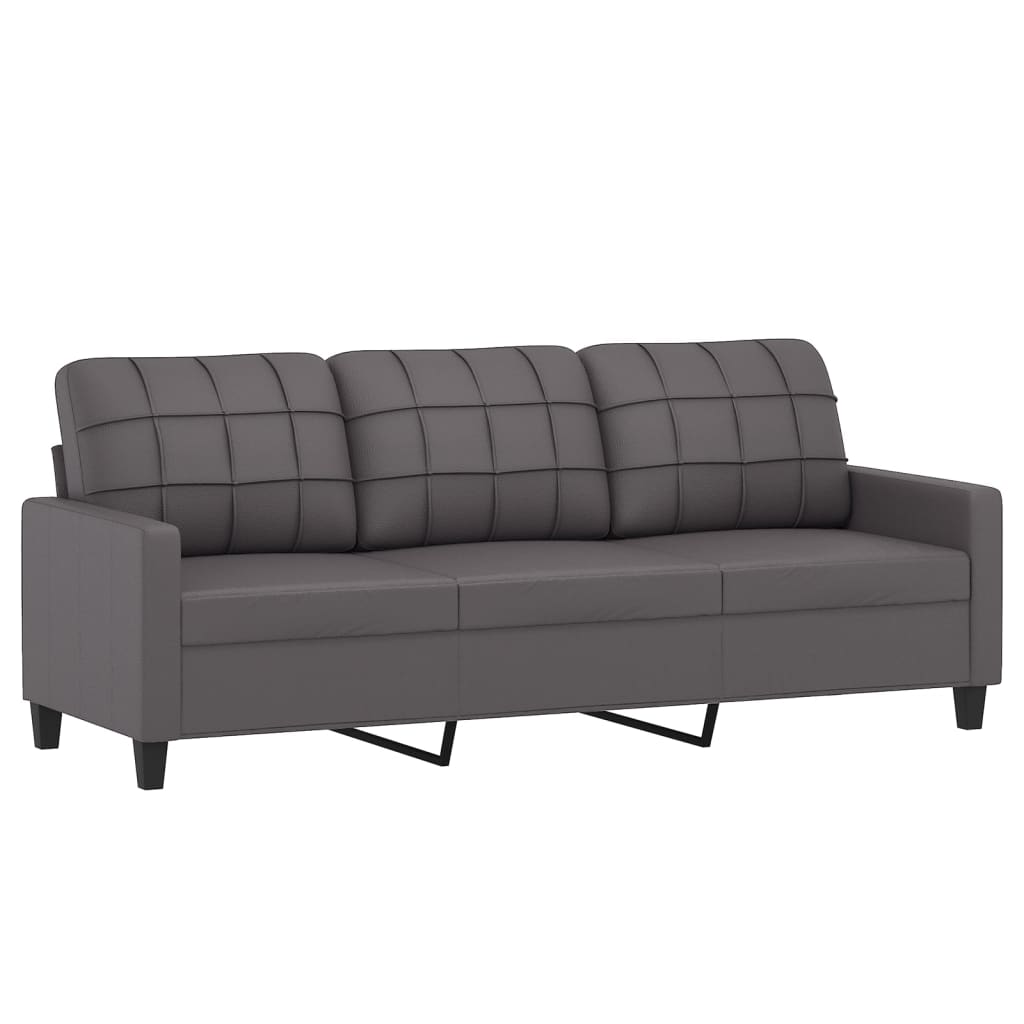 Canapea cu 3 locuri, gri, 180 cm, piele ecologică