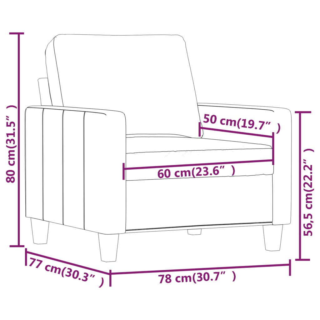 Canapea de o persoană, 60 cm, piele ecologică