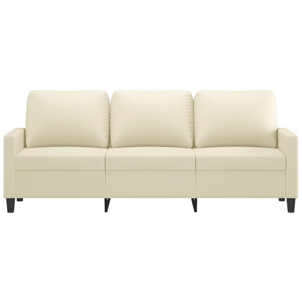 Canapea cu 3 locuri, crem, 180 cm, piele ecologică