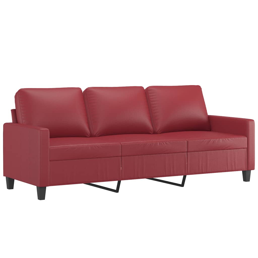 Canapea cu 3 locuri, roșu vin, 180 cm, piele ecologică
