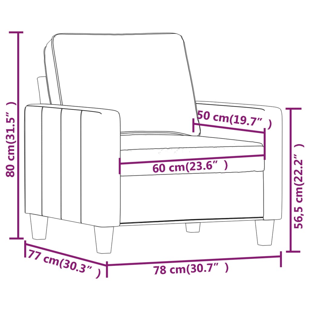 Fotoliu canapea, crem, 60 cm, material textil