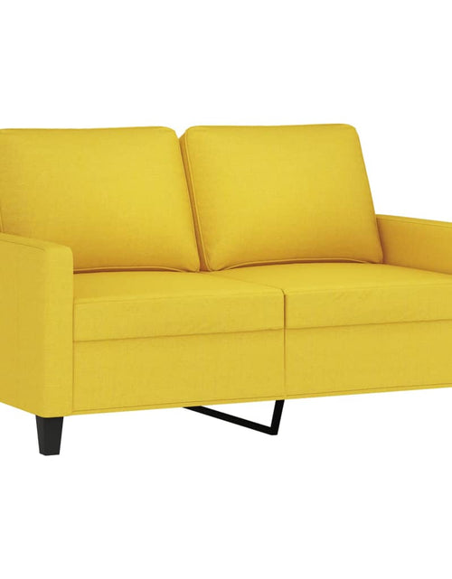 Încărcați imaginea în vizualizatorul Galerie, Canapea cu 2 locuri, galben deschis, 120 cm, material textil

