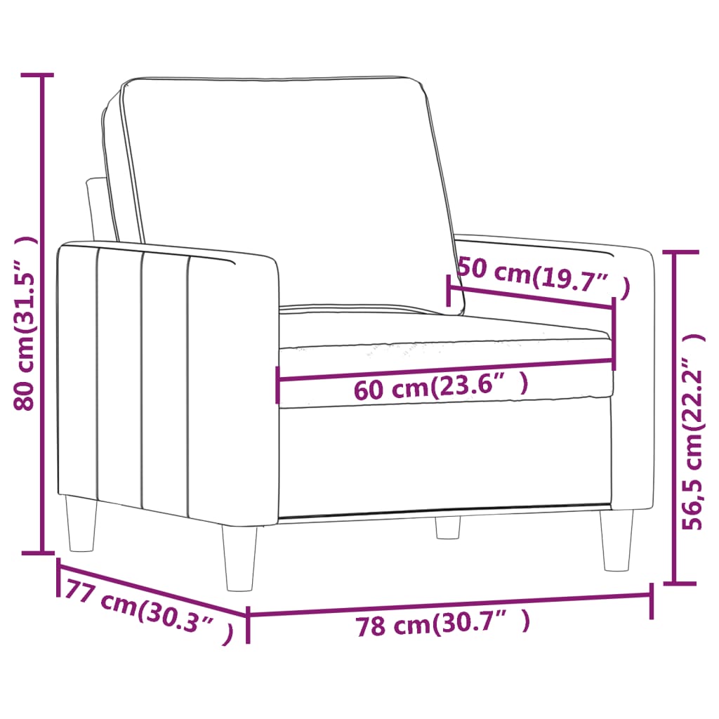 Canapea de o persoană, Roz, 60 cm, catifea