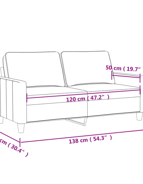 Încărcați imaginea în vizualizatorul Galerie, Canapea cu 2 locuri, maro, 120 cm, catifea
