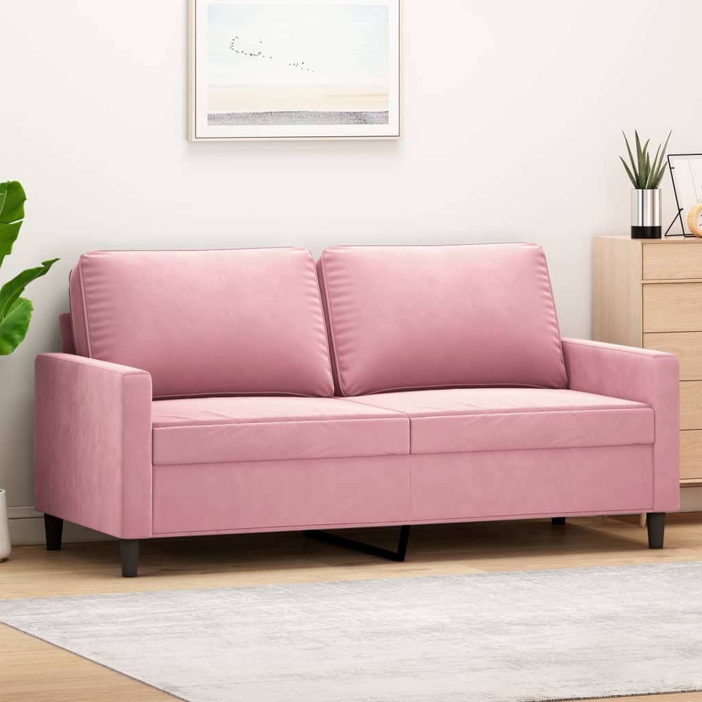 Canapea cu 2 locuri, roz, 140 cm, catifea