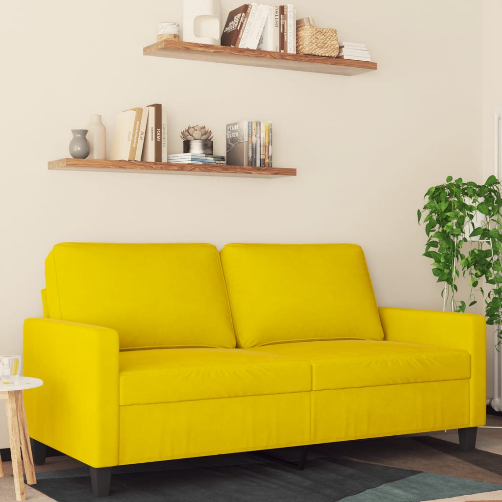 Canapea cu 2 locuri, galben, 140 cm, catifea