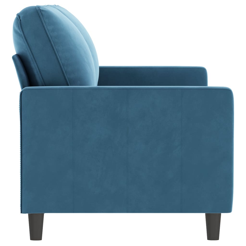 Canapea cu 2 locuri, albastru, 140 cm, catifea
