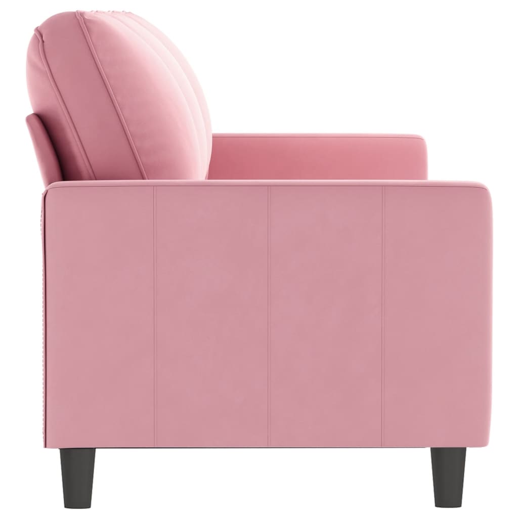 Canapea cu 3 locuri, roz, 180 cm, catifea