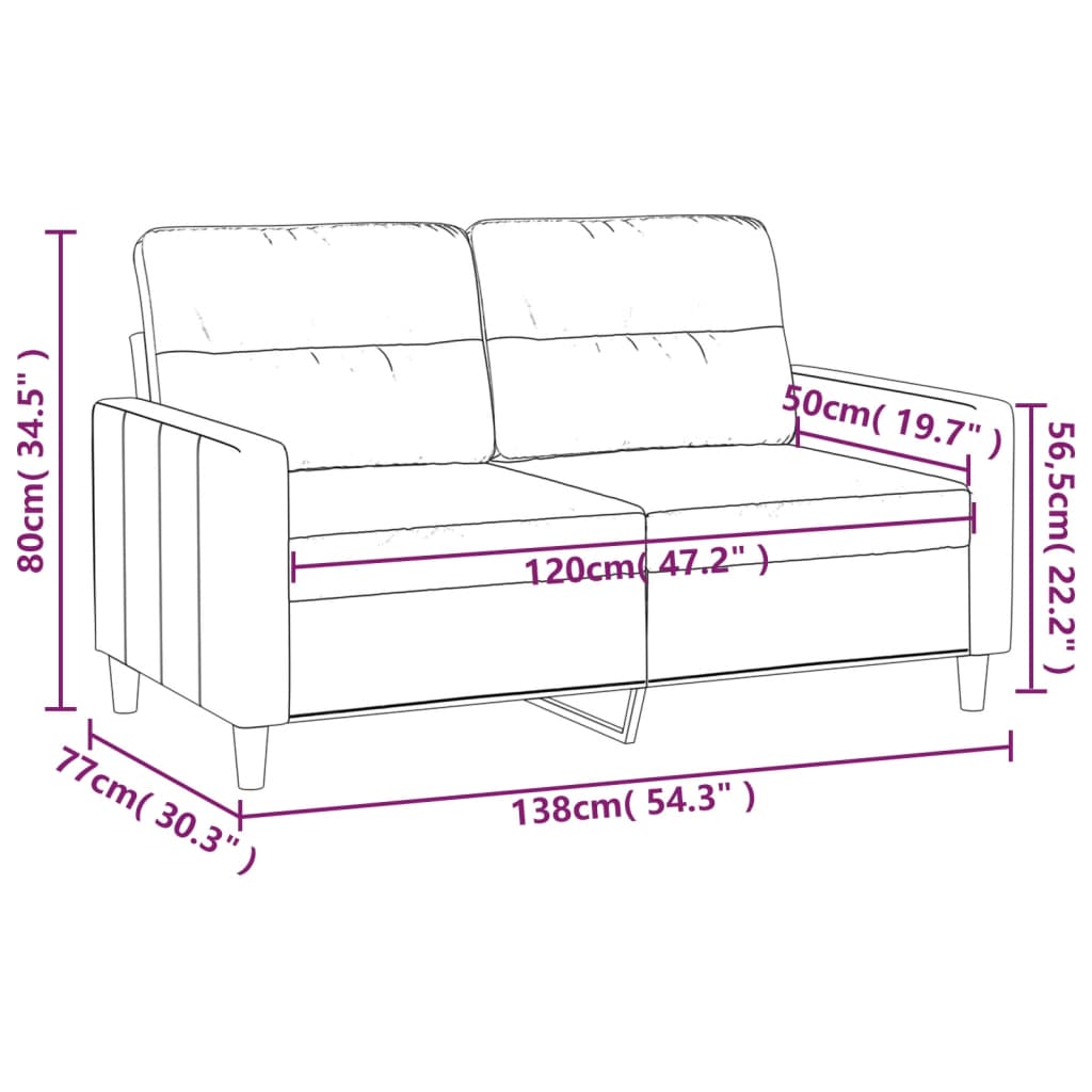 Canapea cu 2 locuri, gri închis, 120 cm, material textil