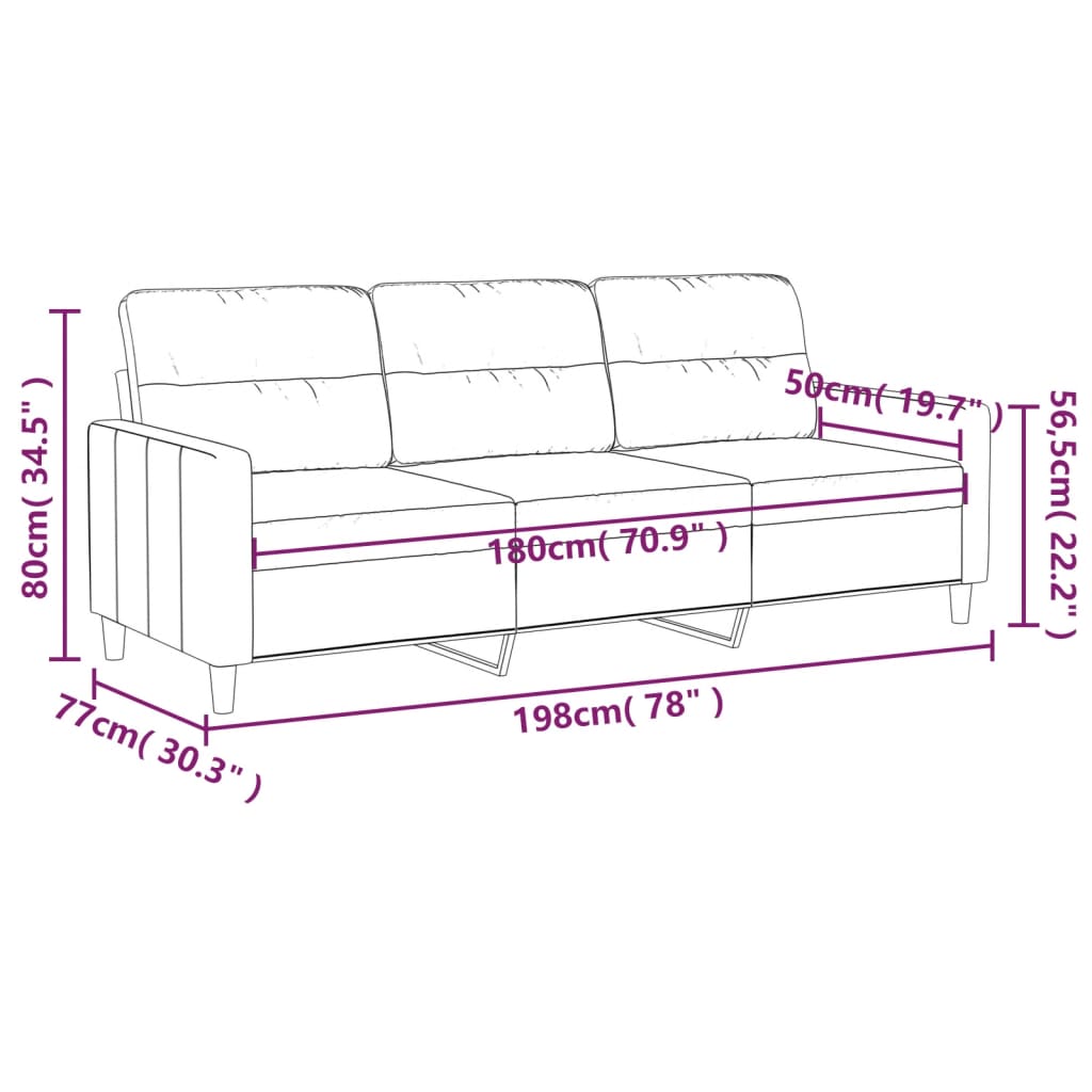 Canapea cu 3 locuri, maro, 180 cm, material textil - Lando