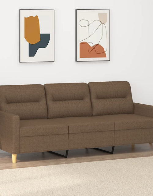 Încărcați imaginea în vizualizatorul Galerie, Canapea cu 3 locuri, maro, 180 cm, material textil
