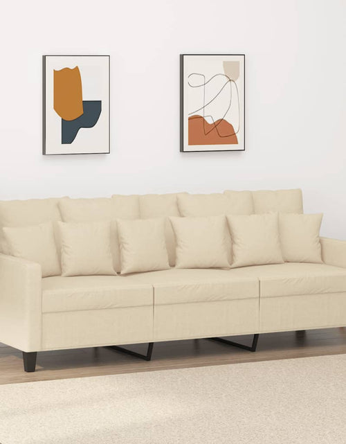 Încărcați imaginea în vizualizatorul Galerie, Canapea cu 3 locuri, crem, 180 cm, material textil
