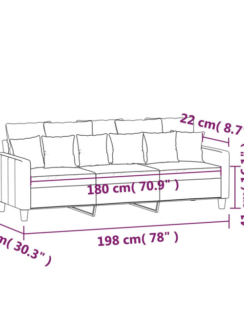 Загрузите изображение в средство просмотра галереи, Canapea cu 3 locuri, roșu vin, 180 cm, material textil
