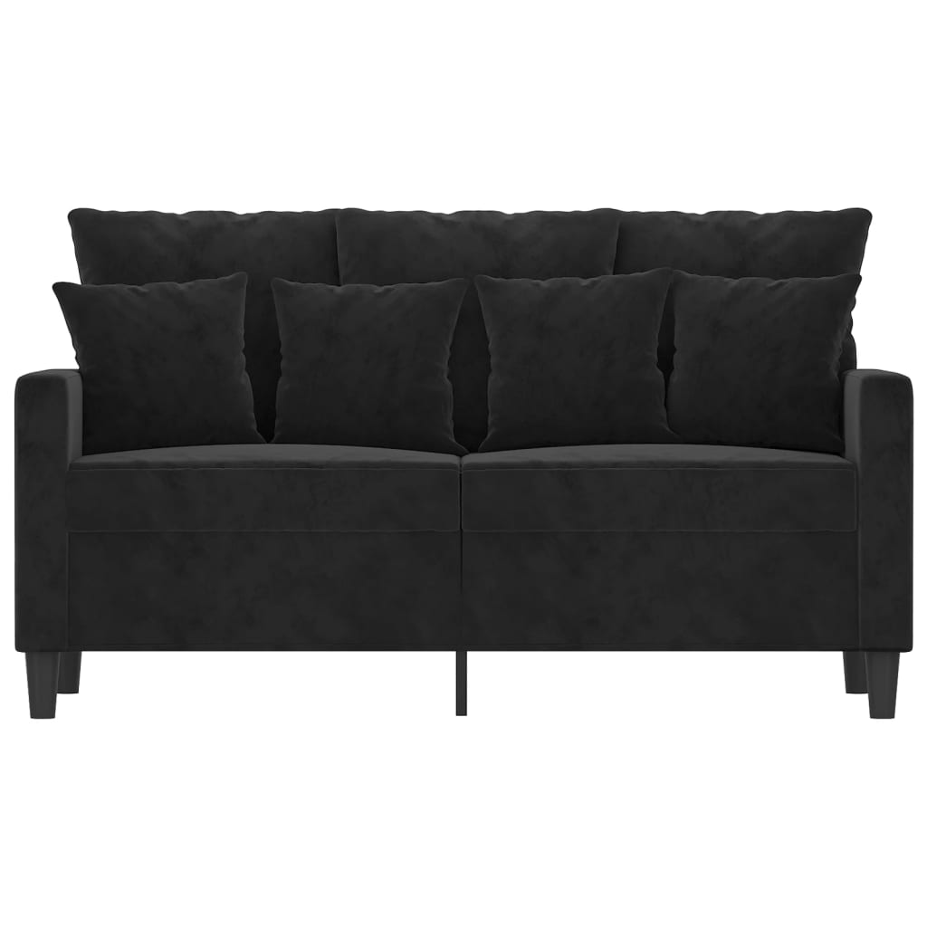 Canapea cu 2 locuri, negru, 120 cm, catifea