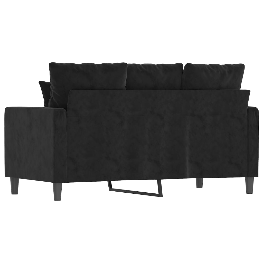 Canapea cu 2 locuri, negru, 120 cm, catifea