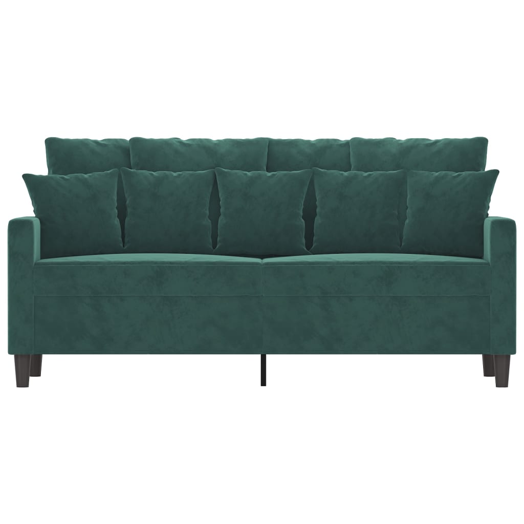 Canapea cu 2 locuri, verde închis, 140 cm, catifea