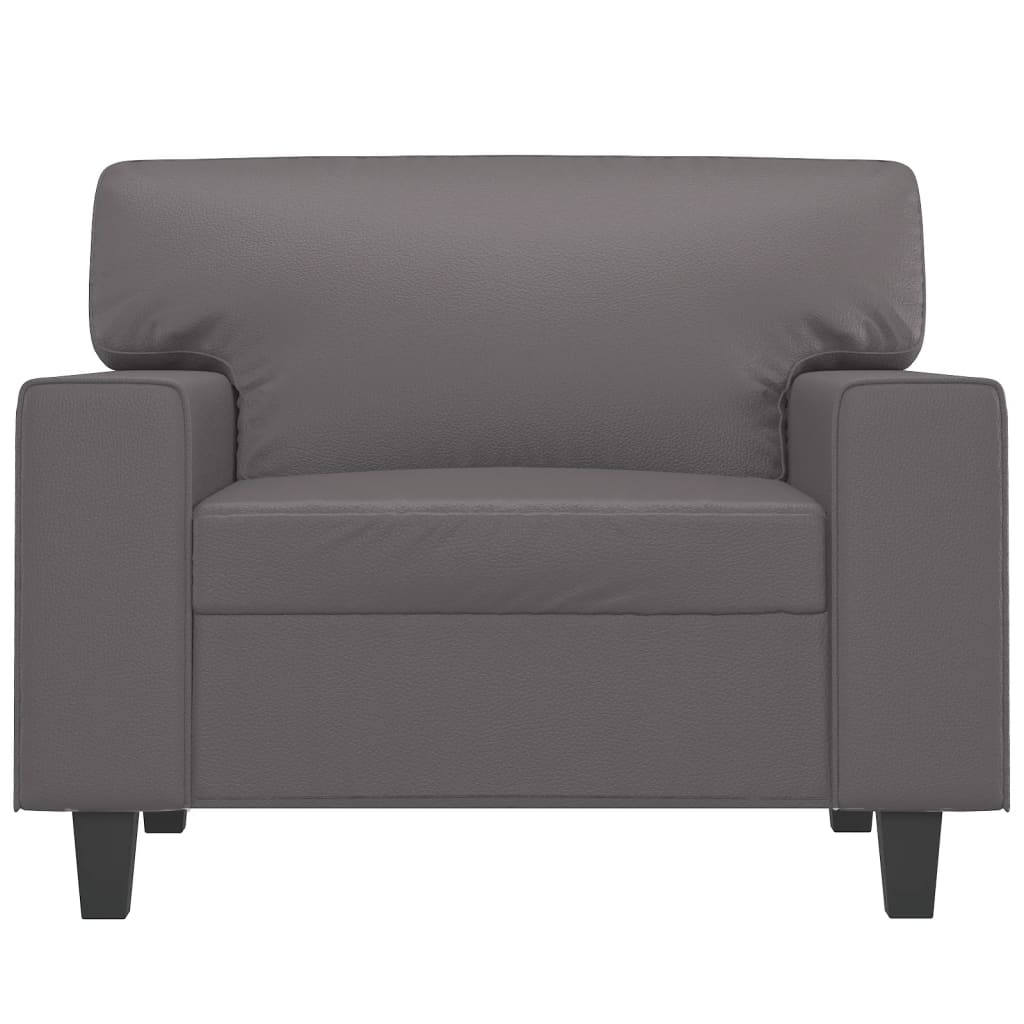 Canapea de o persoană, gri, 60 cm, piele ecologică - Lando