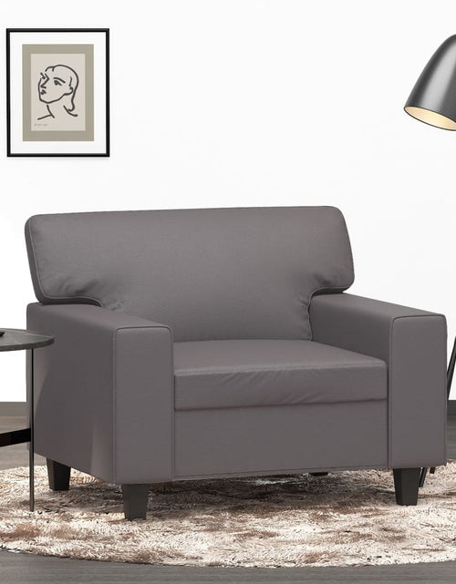 Încărcați imaginea în vizualizatorul Galerie, Canapea de o persoană, gri, 60 cm, piele ecologică - Lando
