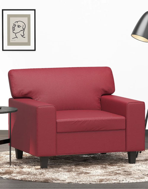 Încărcați imaginea în vizualizatorul Galerie, Canapea de o persoană, roșu vin, 60 cm, piele ecologică
