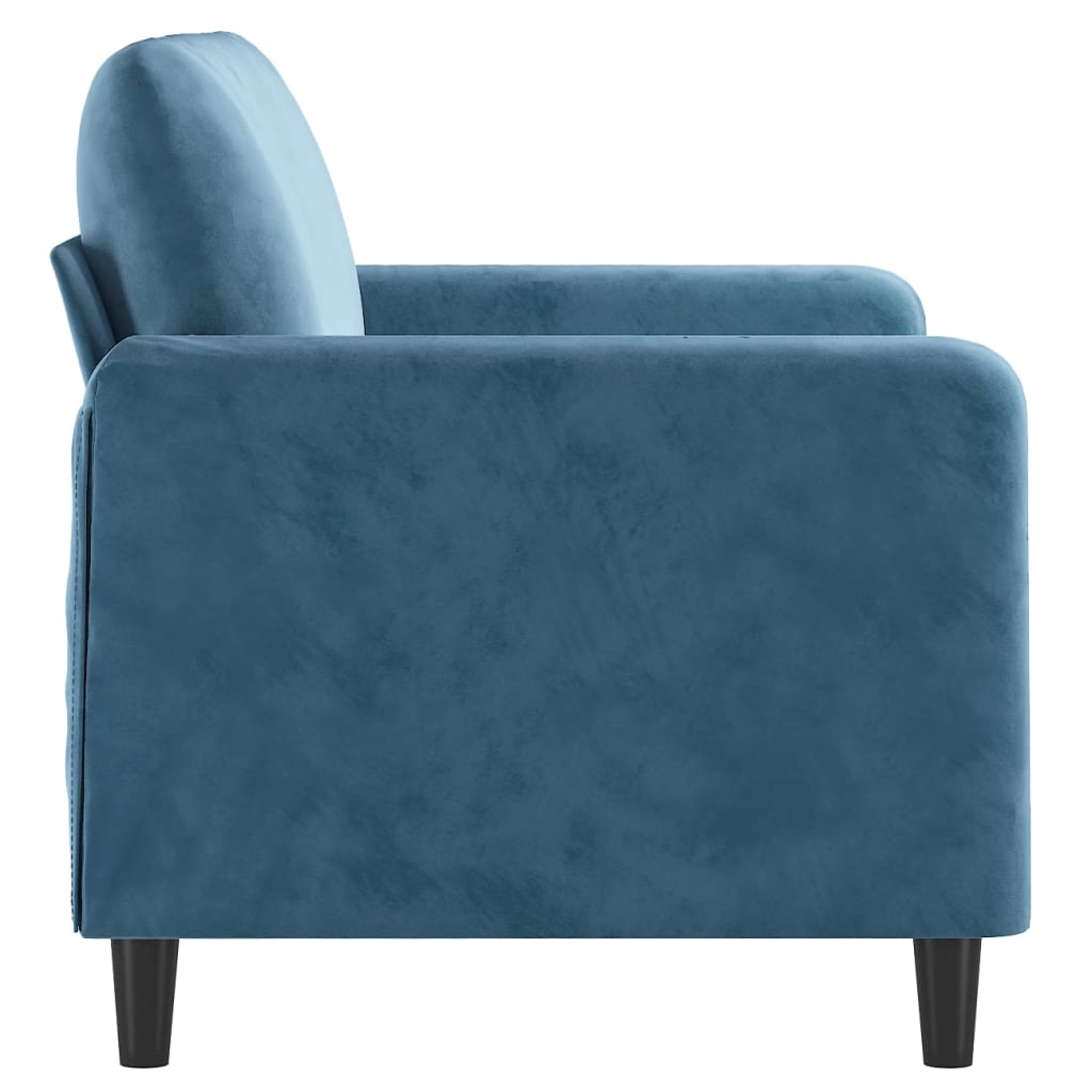 Canapea cu 2 locuri, albastru, 120 cm, catifea