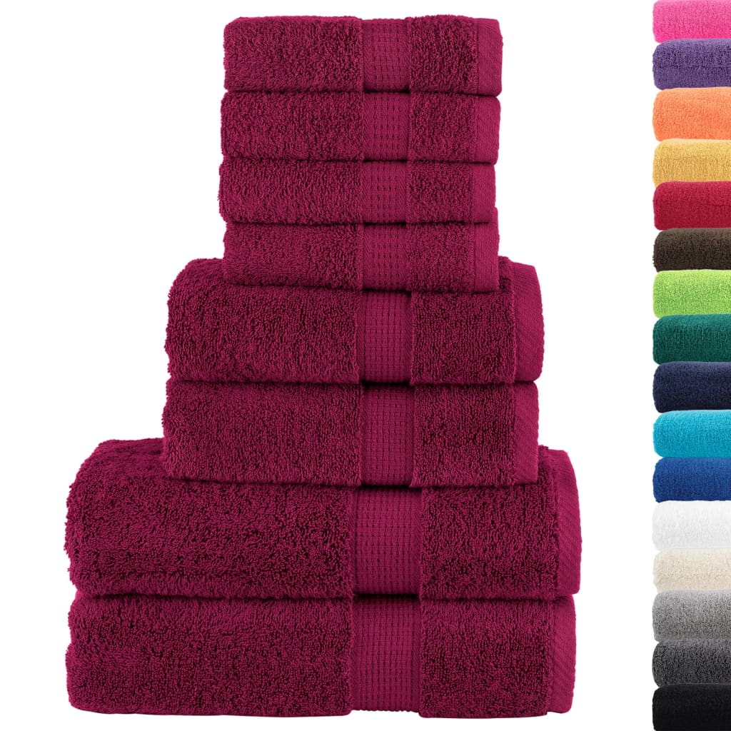 Set de prosoape premium SOLUND, 8 piese, bordo, 600 g/m²