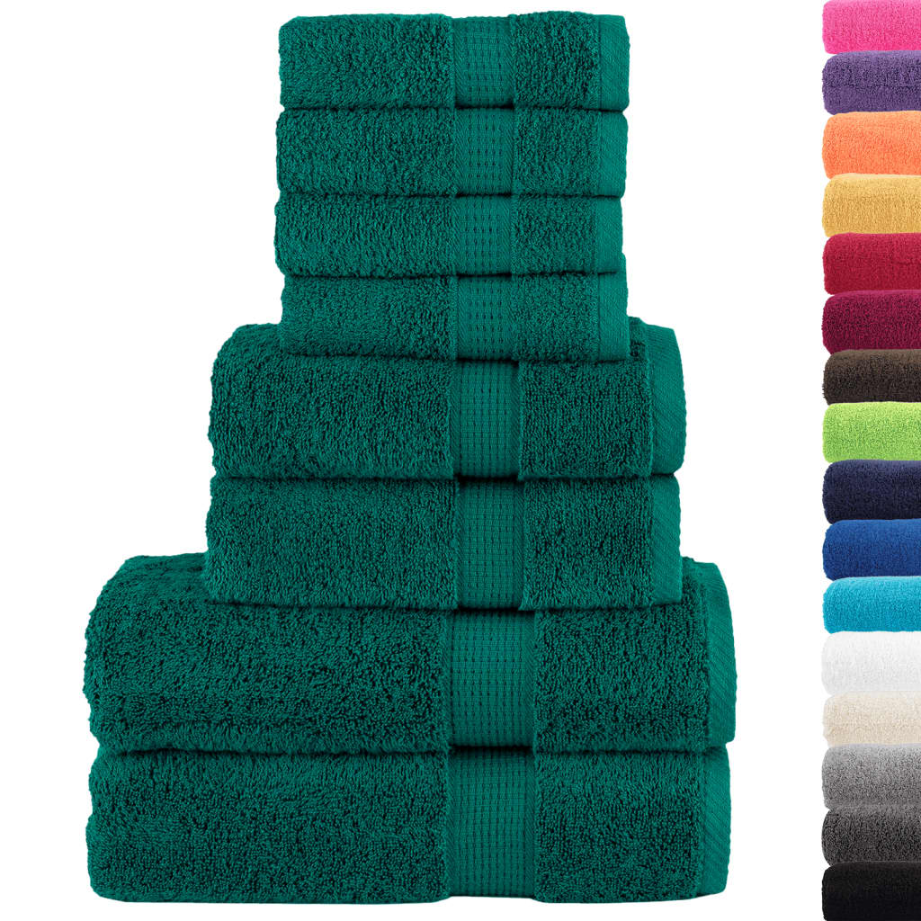 Set de prosoape premium SOLUND, 8 piese, verde, 600 g/m²