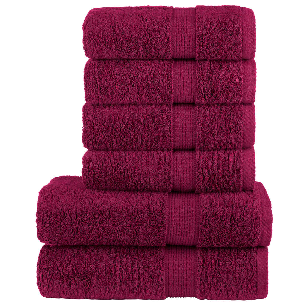 Set de prosoape premium SOLUND, 6 piese, bordo, 600 g/m²