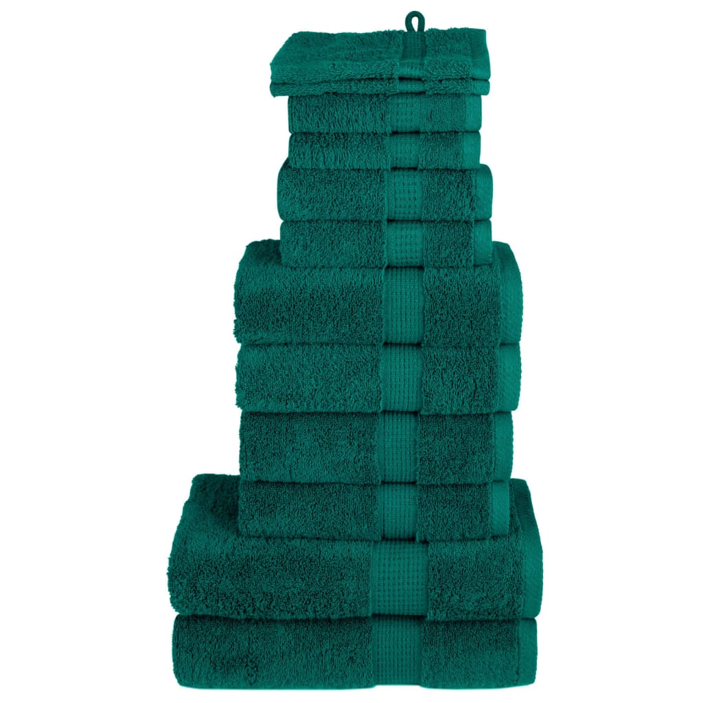 Set de prosoape premium SOLUND, 12 piese, verde, 600 g/m²