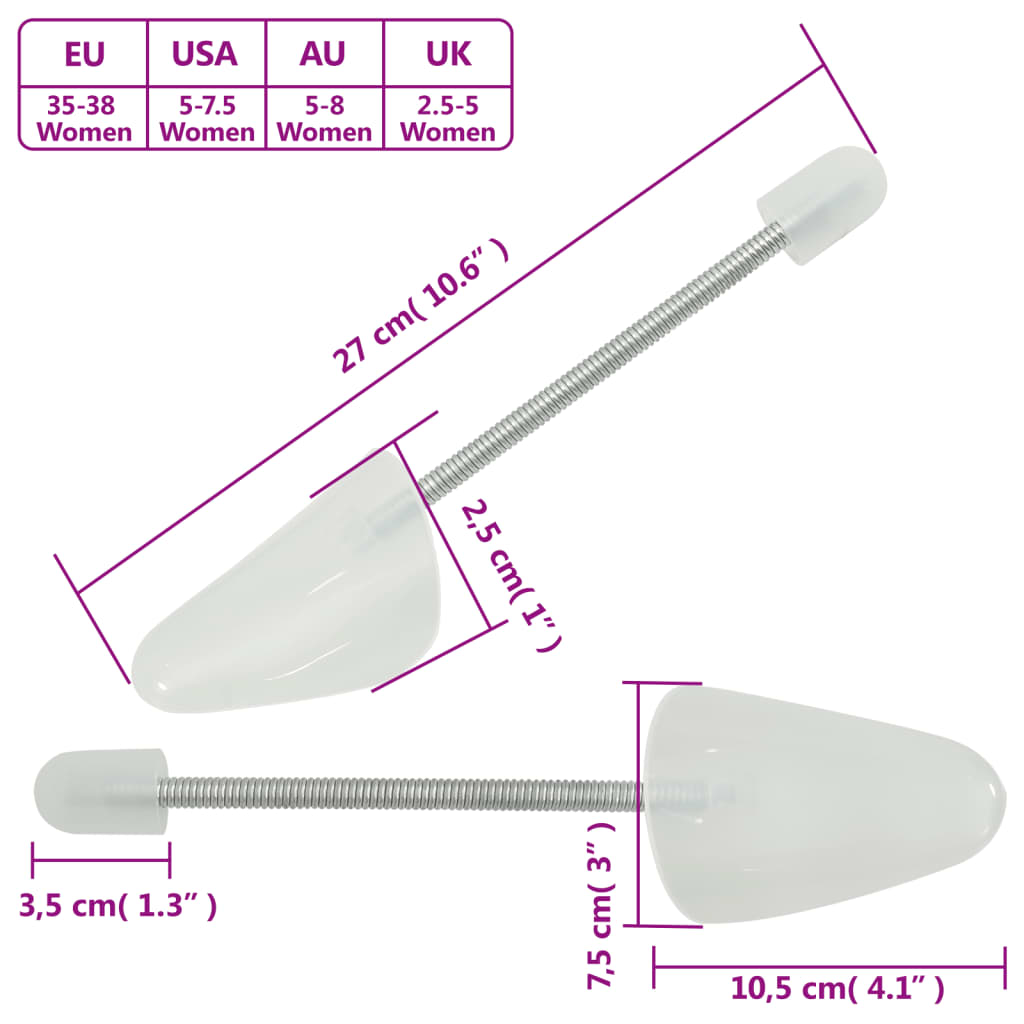 Calapoade de pantofi, 5 perechi, alb, EU 35-38, plastic - Lando