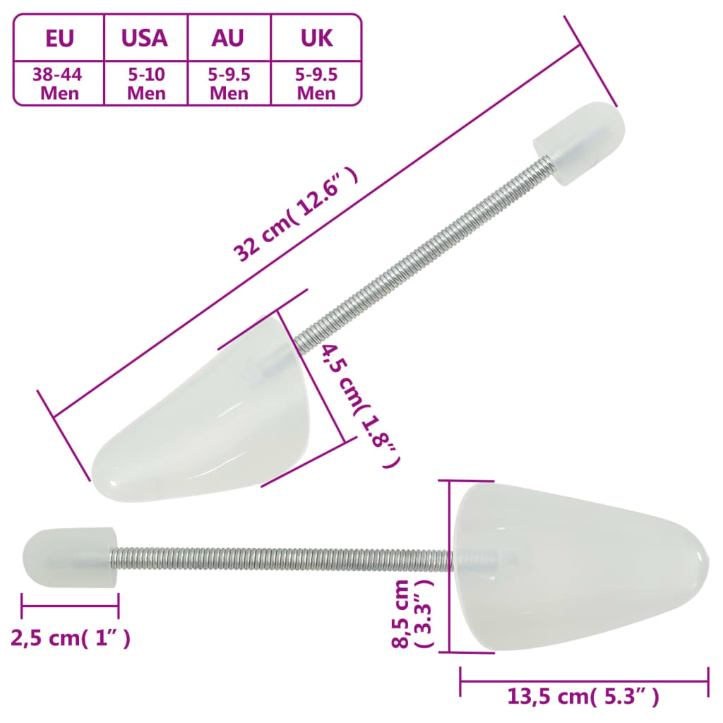 Calapoade de pantofi, 5 perechi, alb, EU 38-44, plastic