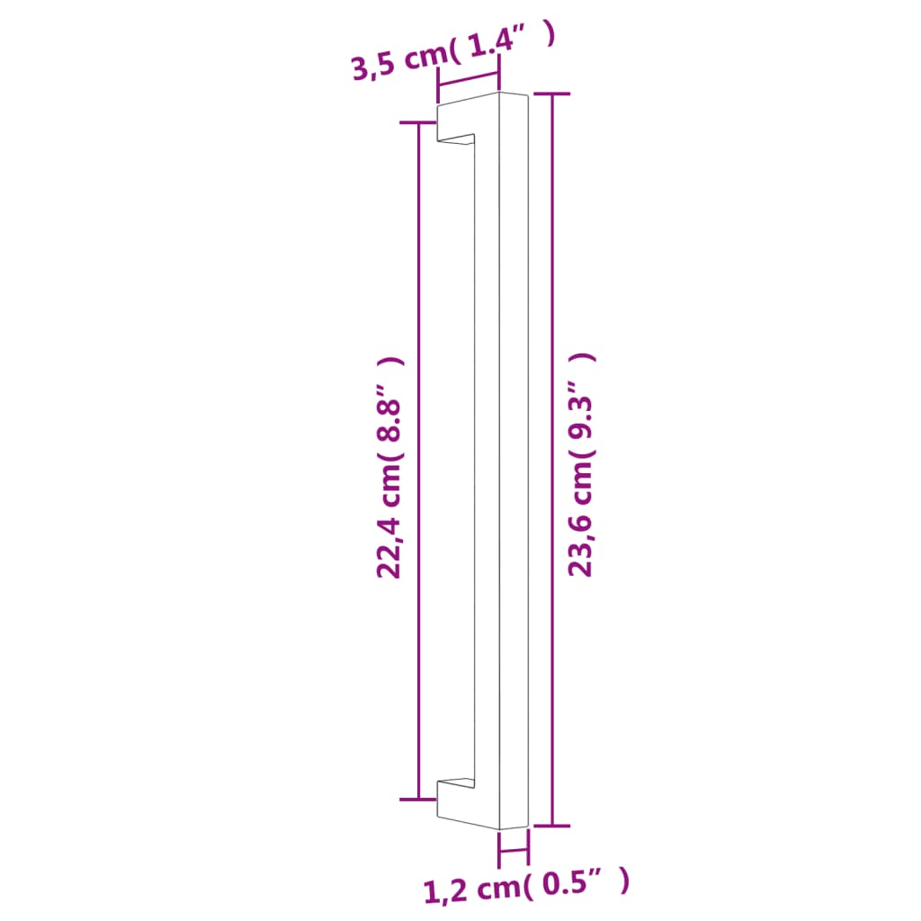 Mânere de dulap, 10 buc., auriu, 224 mm, oțel inoxidabil