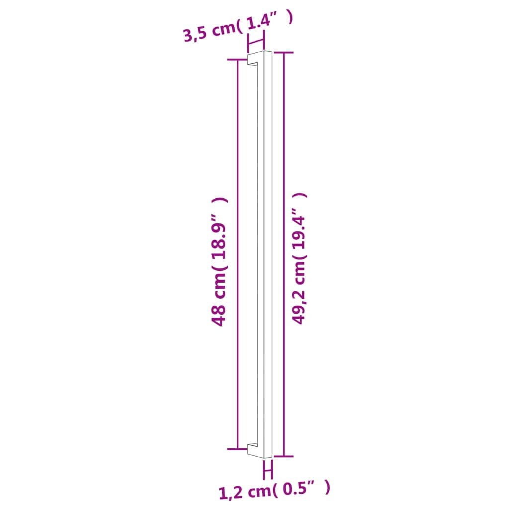 Mânere de dulap, 10 buc., negru, 480 mm, oțel inoxidabil