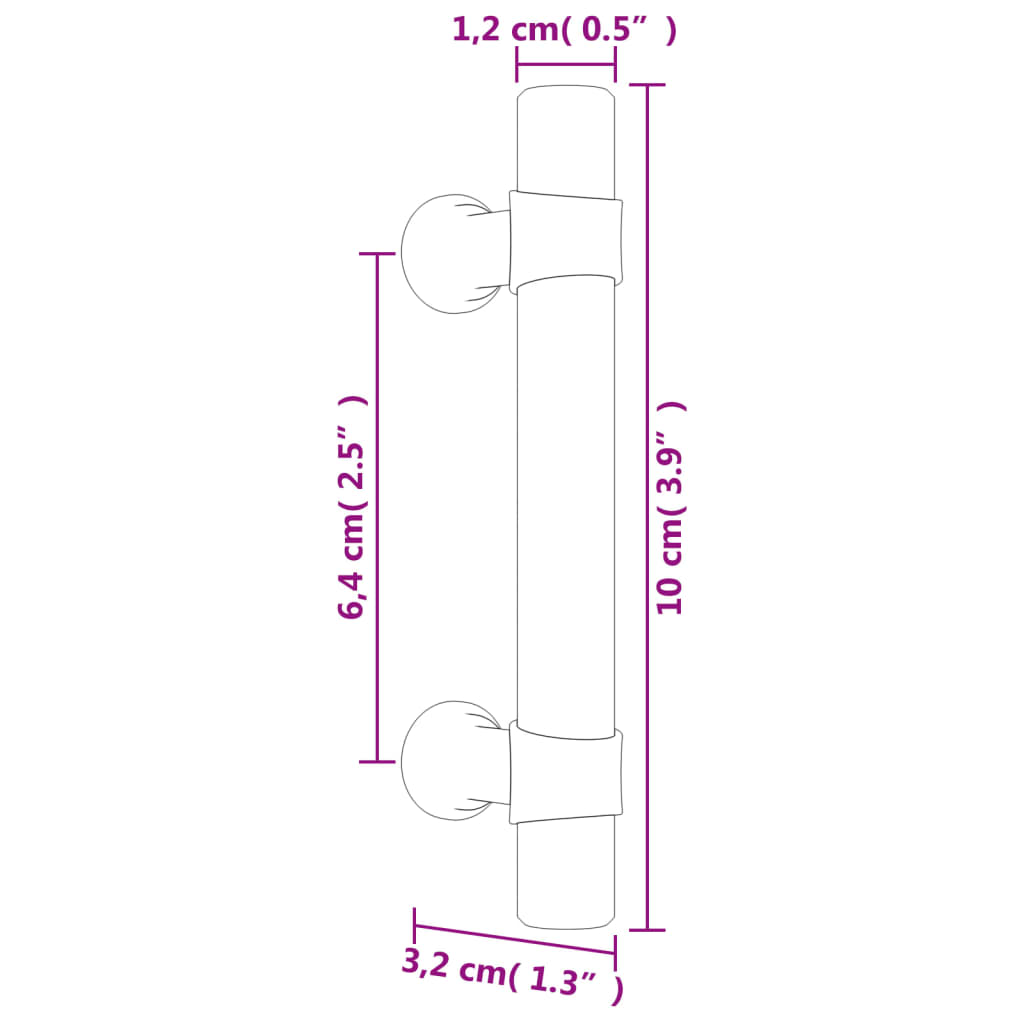 Mânere de dulap, 20 buc., negru, 64 mm, oțel inoxidabil