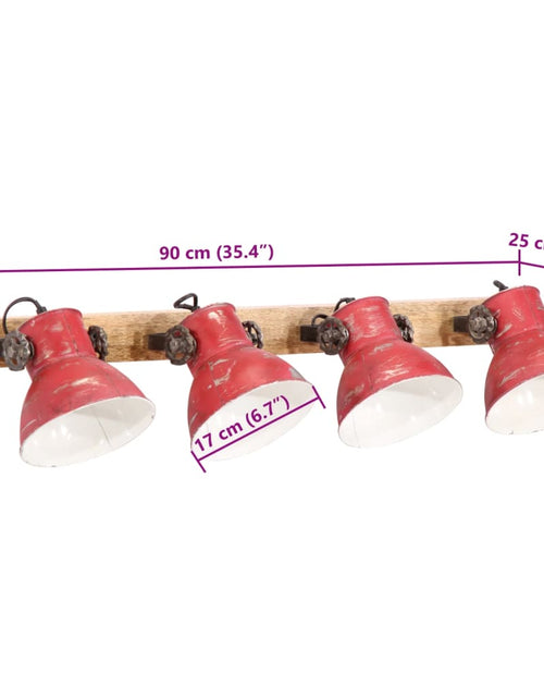 Загрузите изображение в средство просмотра галереи, Lampă de perete 25 W, roșu uzat, 90x25 cm, E27
