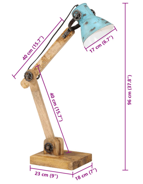 Загрузите изображение в средство просмотра галереи, Lampă de birou 25 W, albastru uzat, 23x18x96 cm, E27
