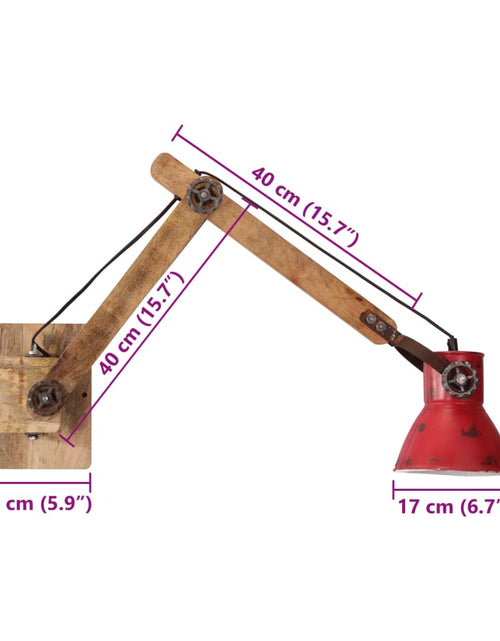 Загрузите изображение в средство просмотра галереи, Lampă de perete 25 W, roșu uzat, 96x15x20 cm, E27
