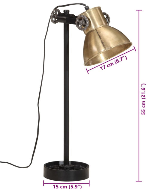 Загрузите изображение в средство просмотра галереи, Lampă de birou 25 W, alamă antichizată, 15x15x55 cm, E27
